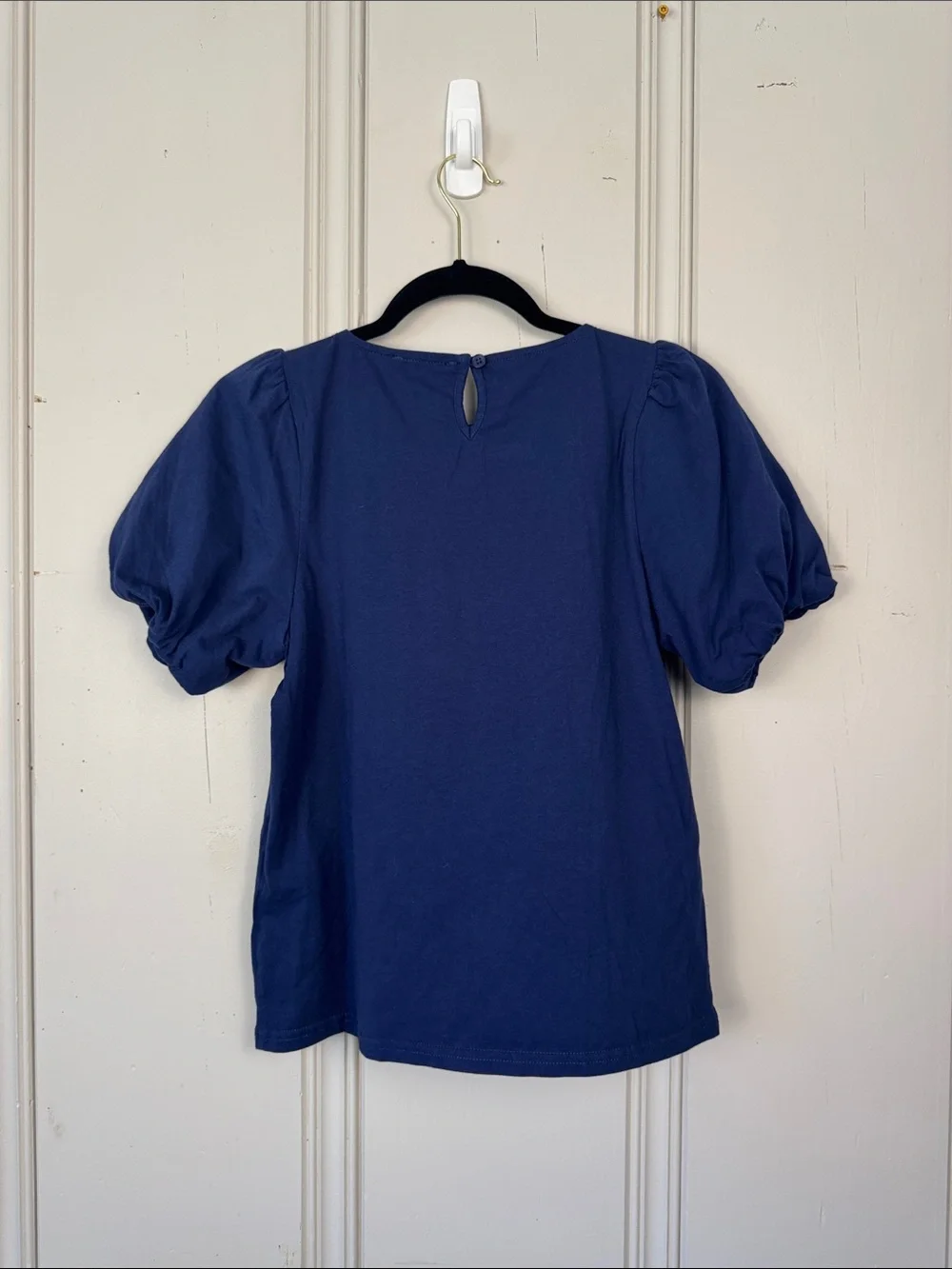 J Crew Re Imagined Blue Puff Sleeve Cotton Blouse Top Womens Small